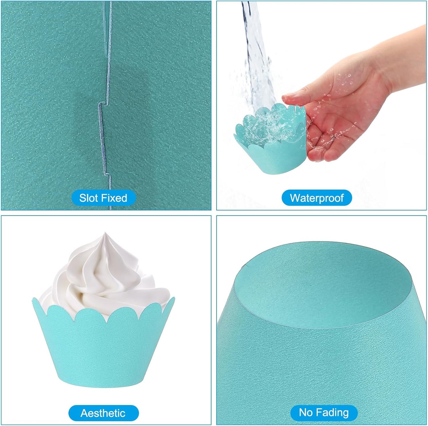 PATIKIL Cupcake Wrappers Paper, 50 Pack Baking Cups Standard Wave Decoration for Anniversary Birthday Weddings and Parties, Dark Blue