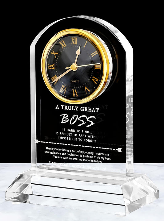 DEEWISH Best Boss Ever Gifts for Women Men, Boss Appreciation Retirement Clock Gift, Boss's Day Idea, Office Home Desk Décor for Boss Female Male (Gift Box & Card, Battery Not Included)