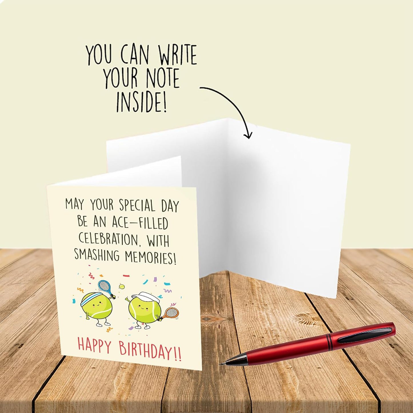 Cheerin Happy Birthday Card for Him or Her - Sweetest Day Card - Tennis Birthday Card for Tennis Lovers Men Women Girlfriend Boyfriend Husband Wife