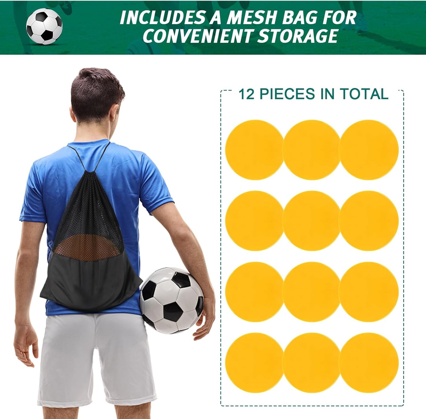 Poly Spots Spot Markers for Gym Floor 9 inch Flat Cones 12/24Pcs Non Slip Rubber Floor Dots for Kids Soccer Basketball Sports Speed Agility Training, Preschool Classroom Activities