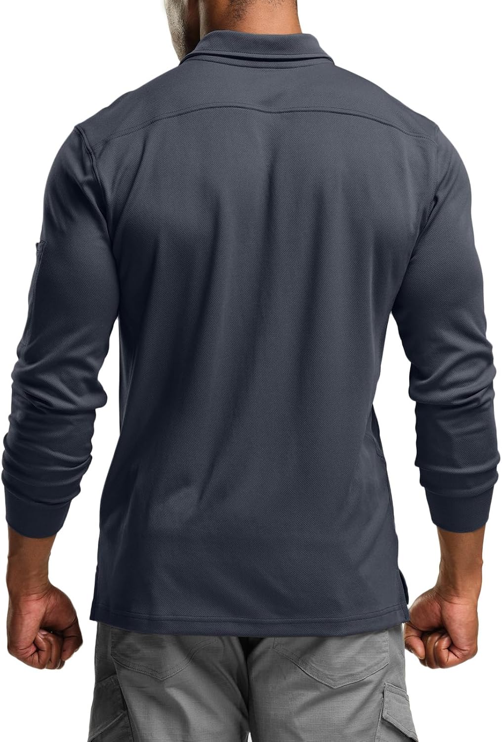 CQR Men's Polo Shirt, Long Sleeve Tactical Shirts, Outdoor UPF 50+ Pique Shirt, Dry Fit Lightweight Golf Shirts