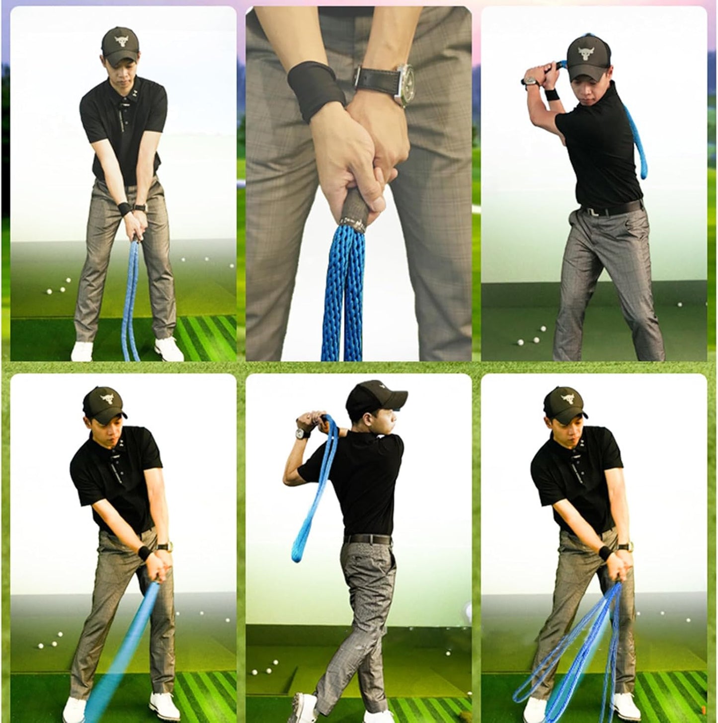 Golfs Swing Practice Rope Trainer Adjustable Assistance Exercises Ropes Elastic Golfs Postural Correction Golf Swing Rhythm Trainer