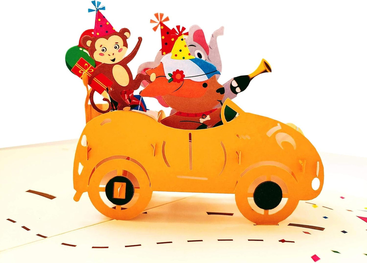 iGifts And Cards Jungle Birthday Party Pop-Up Card 5" x 7" – Fun Animal Celebration 3D Greeting for Kids, Friends, Family, Safari Lovers, Party Enthusiasts, Zoo Theme Surprise with Envelope