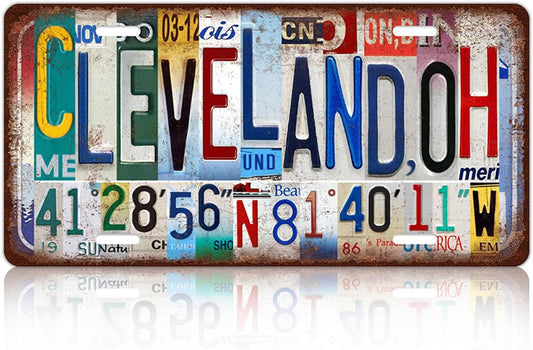 Vintage City Wall Decor Cleveland,Oh License Plate Metal Sign Tin Signs Poster
