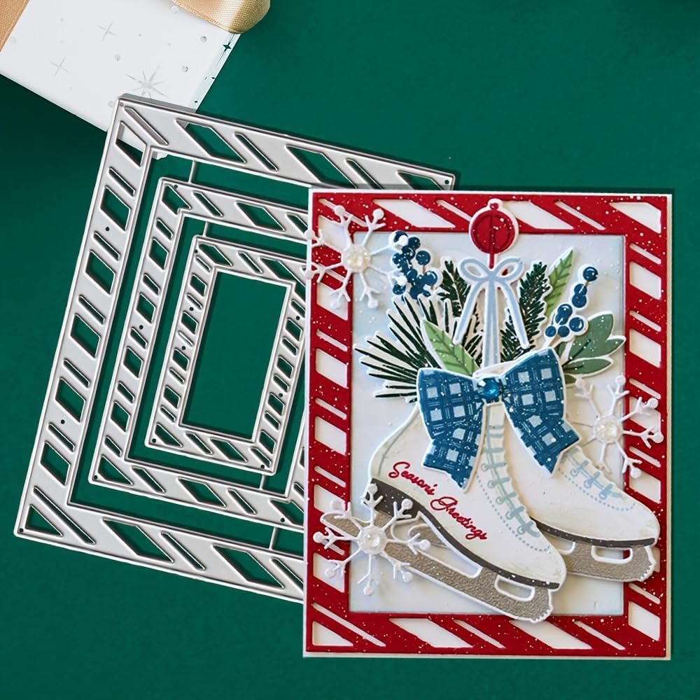 Metal Cutting Die for Scrapbooking - Cut Stencils for DIY Scrapbook Photo Album Decorative Paper Card, Card Making Supplies & Crafting Die Cut (Three Squares 5.5 x 4.3 in)