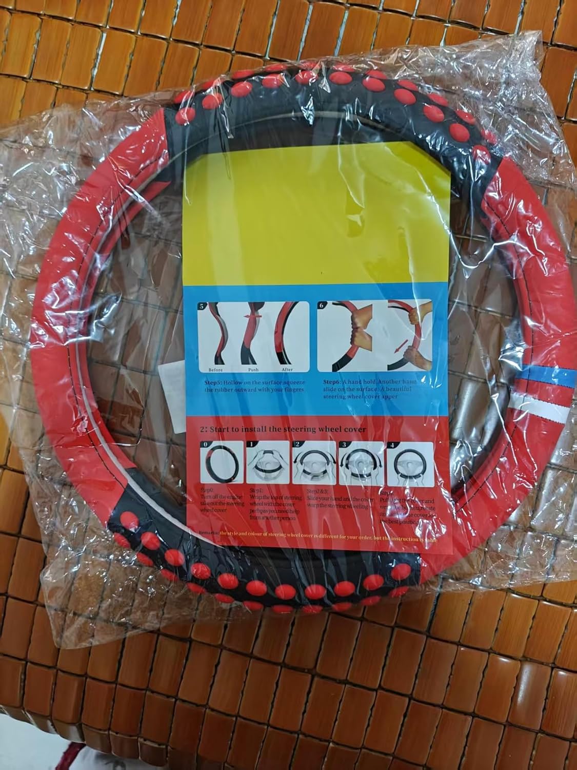 14 inch Golf Cart Steering Wheel Cover for Yamaha, Club Car DS & Precedent, 13.5 inch UTV Steering Wheel Covers,Universal Boat Steering Wheel Cover Non-Slip