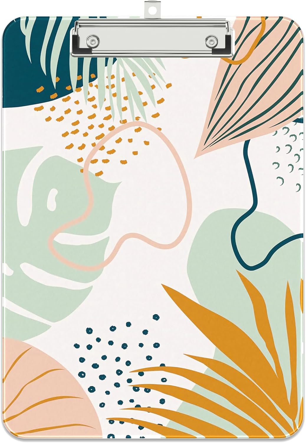 Rimilak Plastic Clipboards with Metal Clip, A4 Letter Size 9 x 12.5 in, Office Decorative for Students Women Men and Kids, Cute Custom Pattern, Bohe Leaves