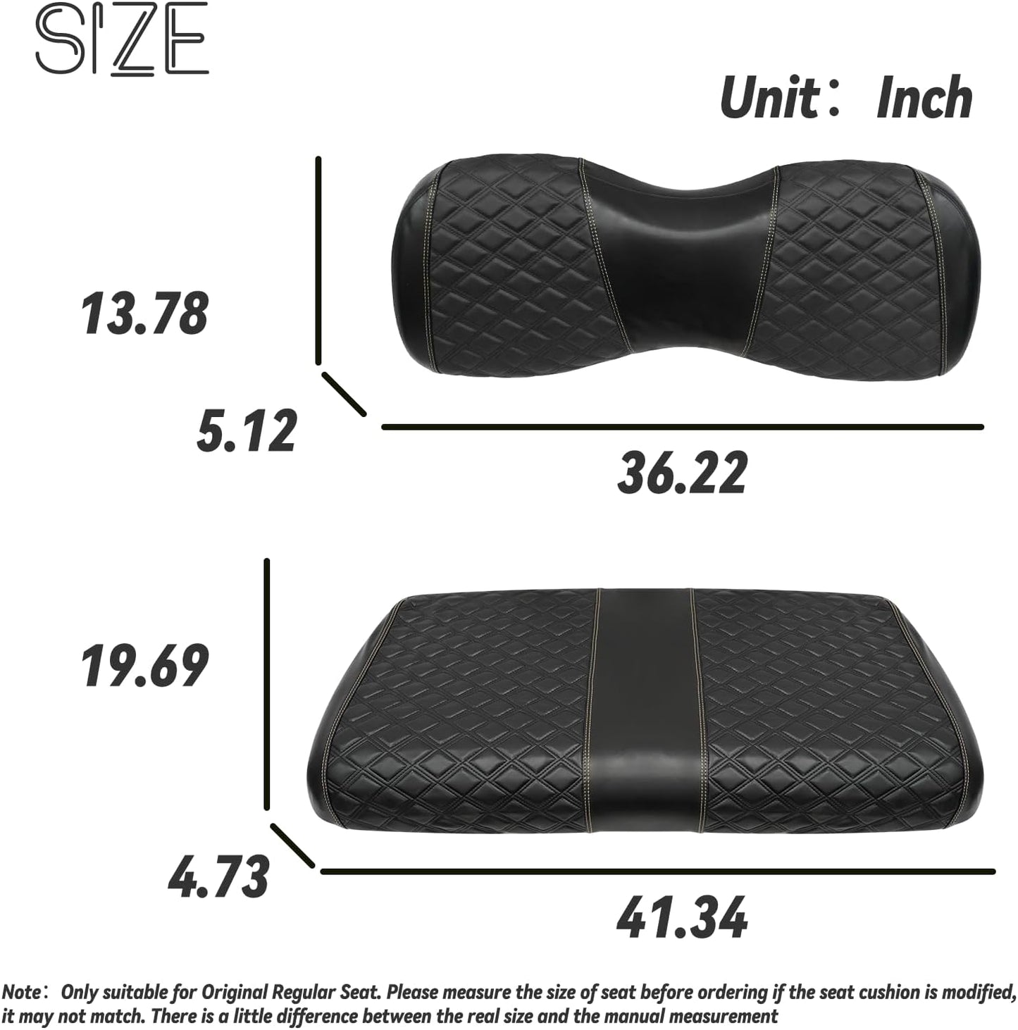 Golf Cart Front Seat Covers for Yamaha Drive 2007-2016/Drive 2 2017+ Front OEM Universal Seat Cushion, Marine Grade Vinyl Leather Seat Covers/Easy to Install-Black(2PCS)