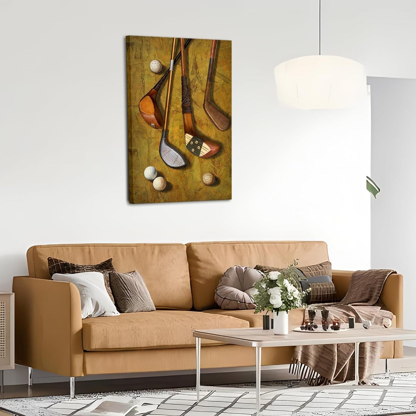 KLVOS Golf Pictures Wall Decor Vintage Sports Artwork Golf Ball Canvas Art Print Home Decor Great Gift for Bedroom Man Cave Office Gym Decoration Gallery Wrap Inner Frame 24x36inch