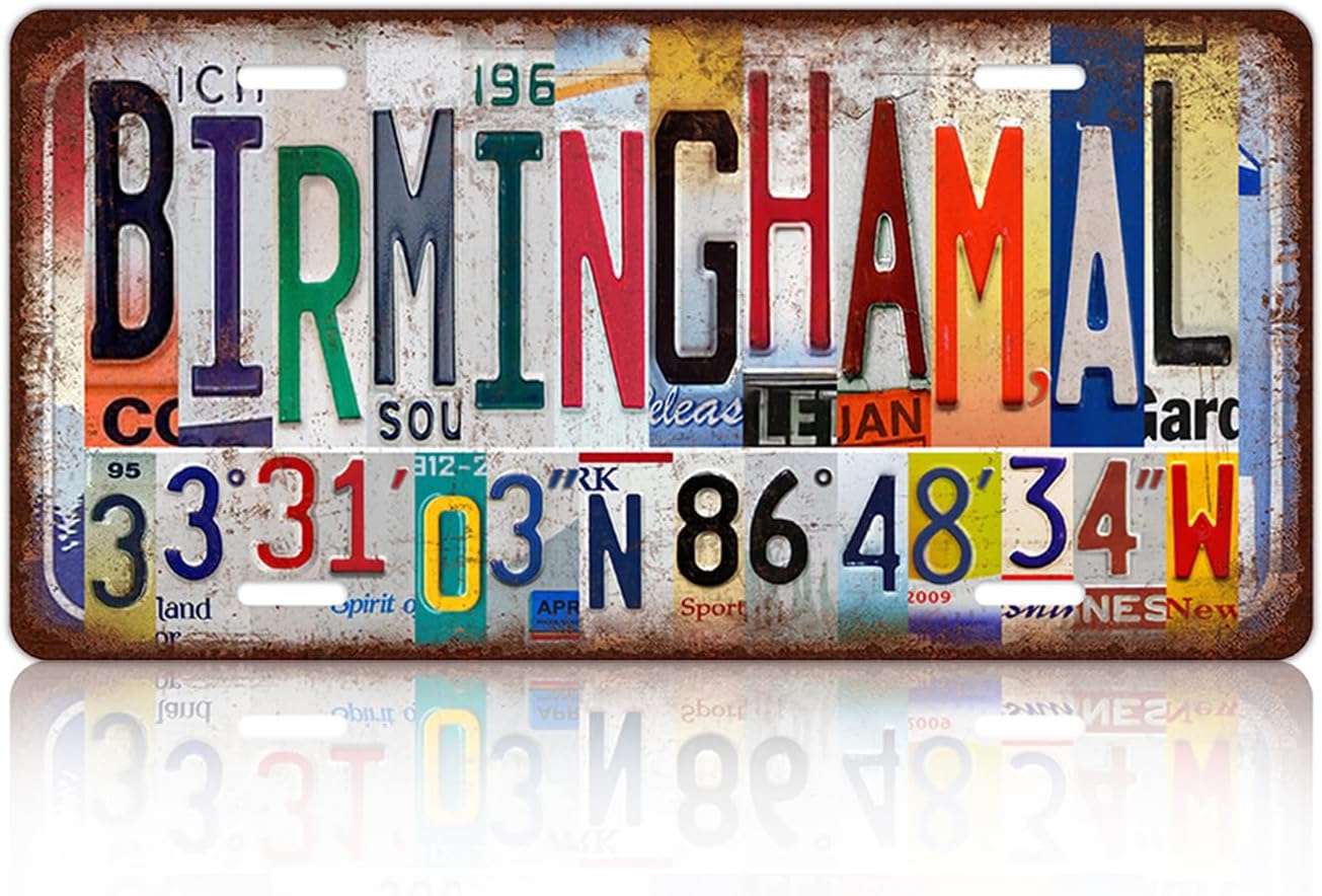 Vintage City Wall Decor Birmingham,Al License Plate Metal Sign Tin Signs Poster