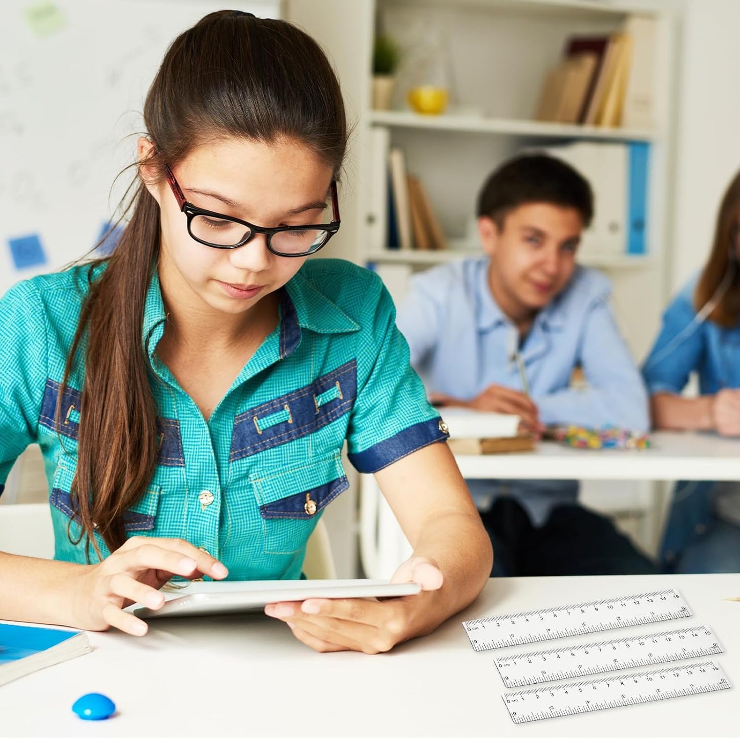 3 Pack 6 Inch Ruler Set Plastic Straight Ruler Transparent Measuring Tool Acrylic Clear Ruler for School Office Student