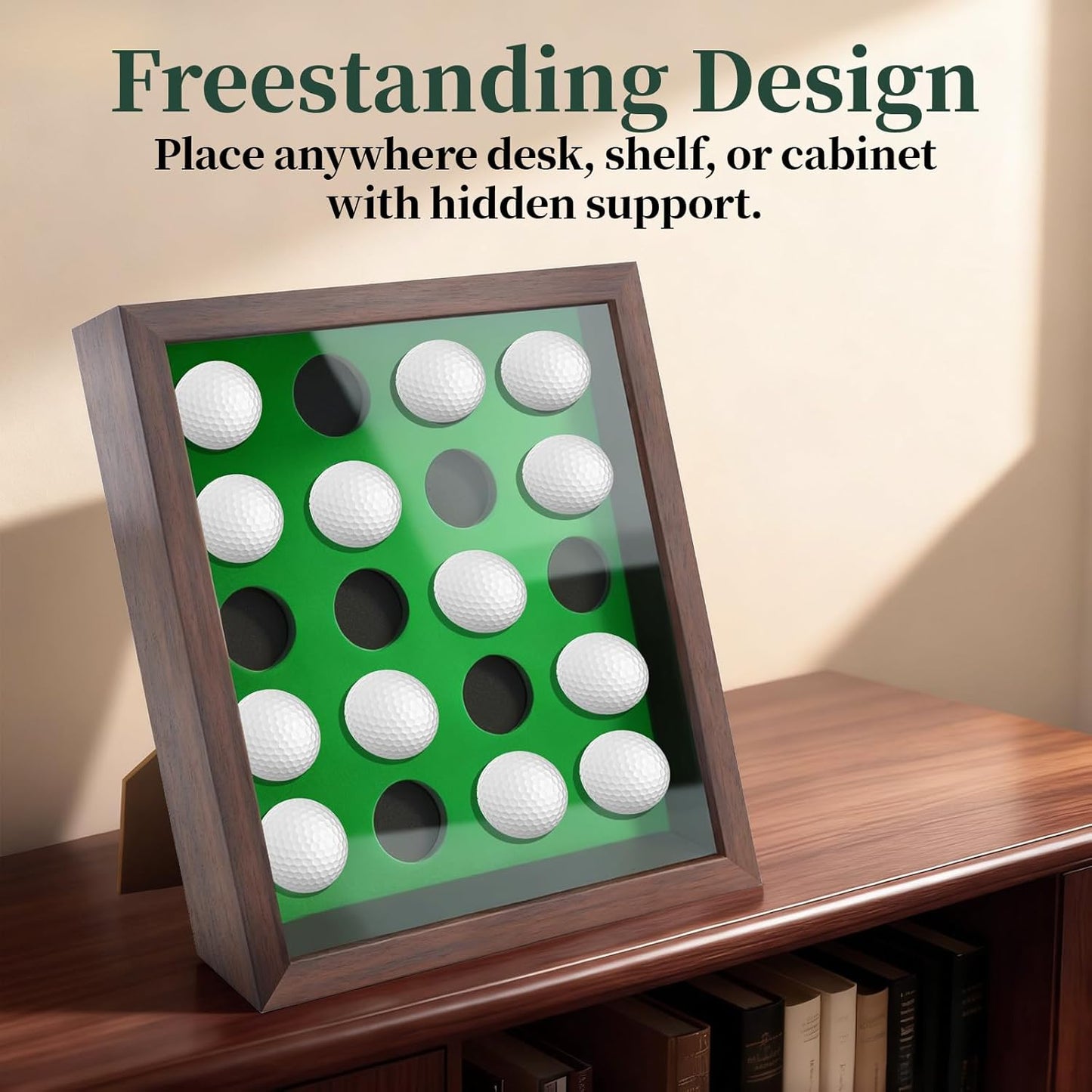 Golf Balls Display Case Frame for 20 Balls, 10.3" x 12.2" Golf Balls Shadow Box for Wall and Tabletop Display , Perfect for Golf Lovers