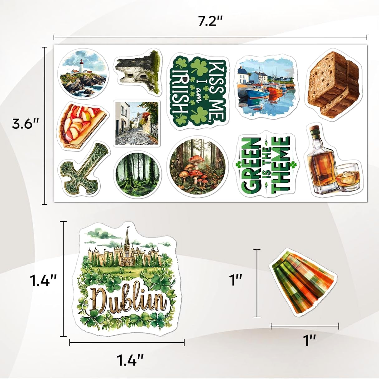 108 PCS Irish Stickers, Waterproof Vinyl Decals, Irish Themed Decorations for Laptop, Water Bottle, Journals, Scrapbooks, Ireland Travel Souvenir Sticker Pack for Teens, Adults