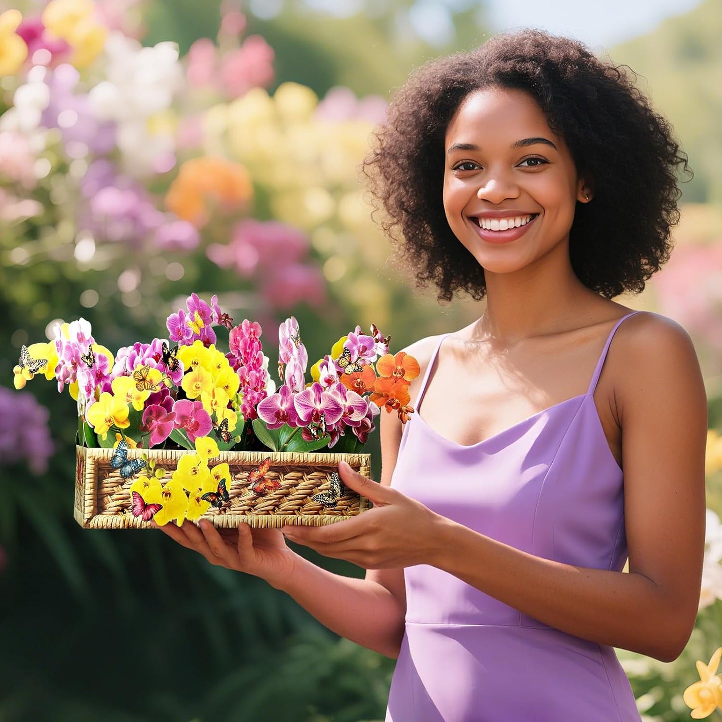 Paper Pop Up Orchid Bouquet Flower Card for Birthday, Holidays, Encouragement, Graduation Gift With Note Card & Envelope (Phalaenopsis Garden)