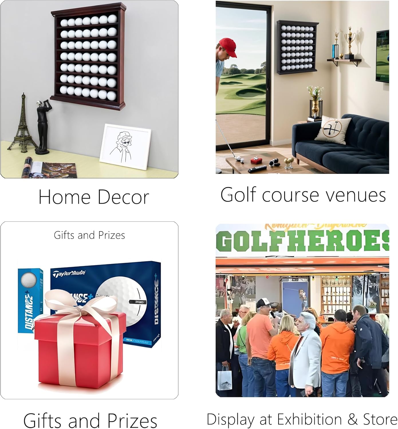 Elegant Golf Ball Display Case - Wall Mount Shadow Box for Store or Exhibition Showcases, Versatile Wall Mount Golf Memorabilia Case for Stores