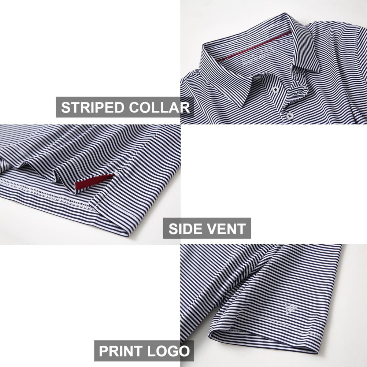 Golf Shirts for Men Dry Fit Short Sleeve Print Performance Moisture Wicking Polo Shirt