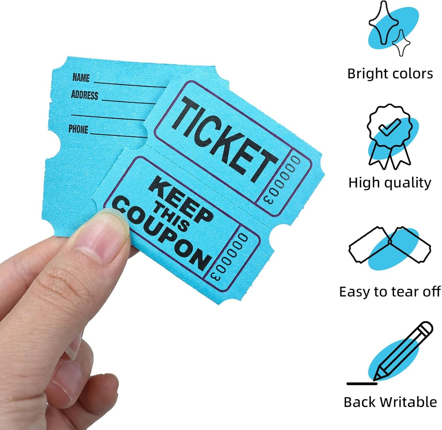 Raffle Tickets Roll - 2000 Tickets Double Roll for Fundraisers, Carnivals, Events - Durable Stub Design, Easy Tear & Organize(Green)