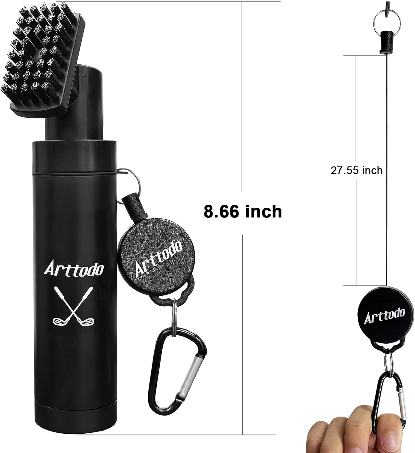 Golf Club Brush Cleaner with Clip, Easy Cleaning with Nylon Bristle, Holds 5 Ounces, Durable and Portable Golf Accessories Keeping Your Golf Clubs Clean