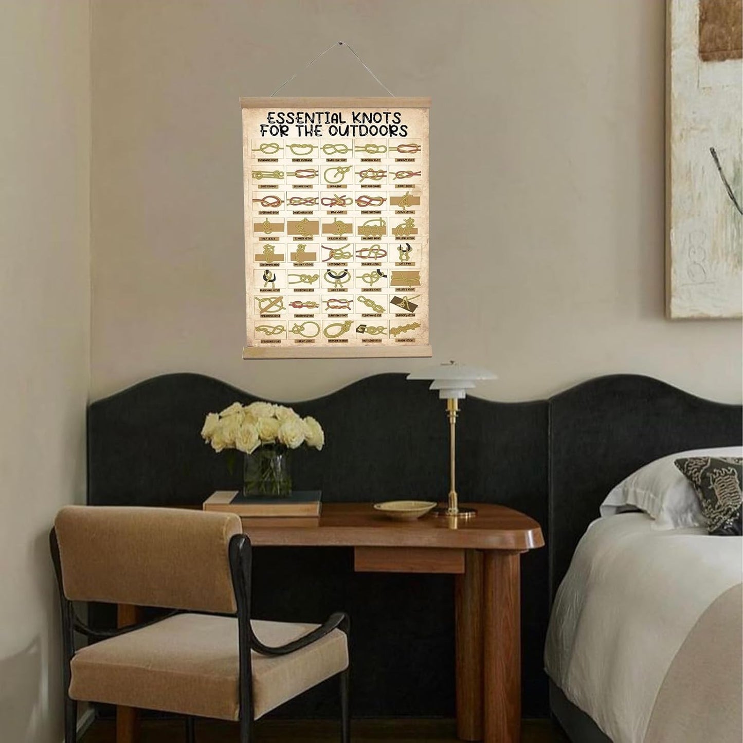 BUPOfromcn Outdoor Knots - Waterproof Knot Tying Hanging Poster- Includes 40 Rope Knots For Camping, Backpacking, Scouting Scenarios Boy Scout Gifts 12x16inche Survival Art Prints