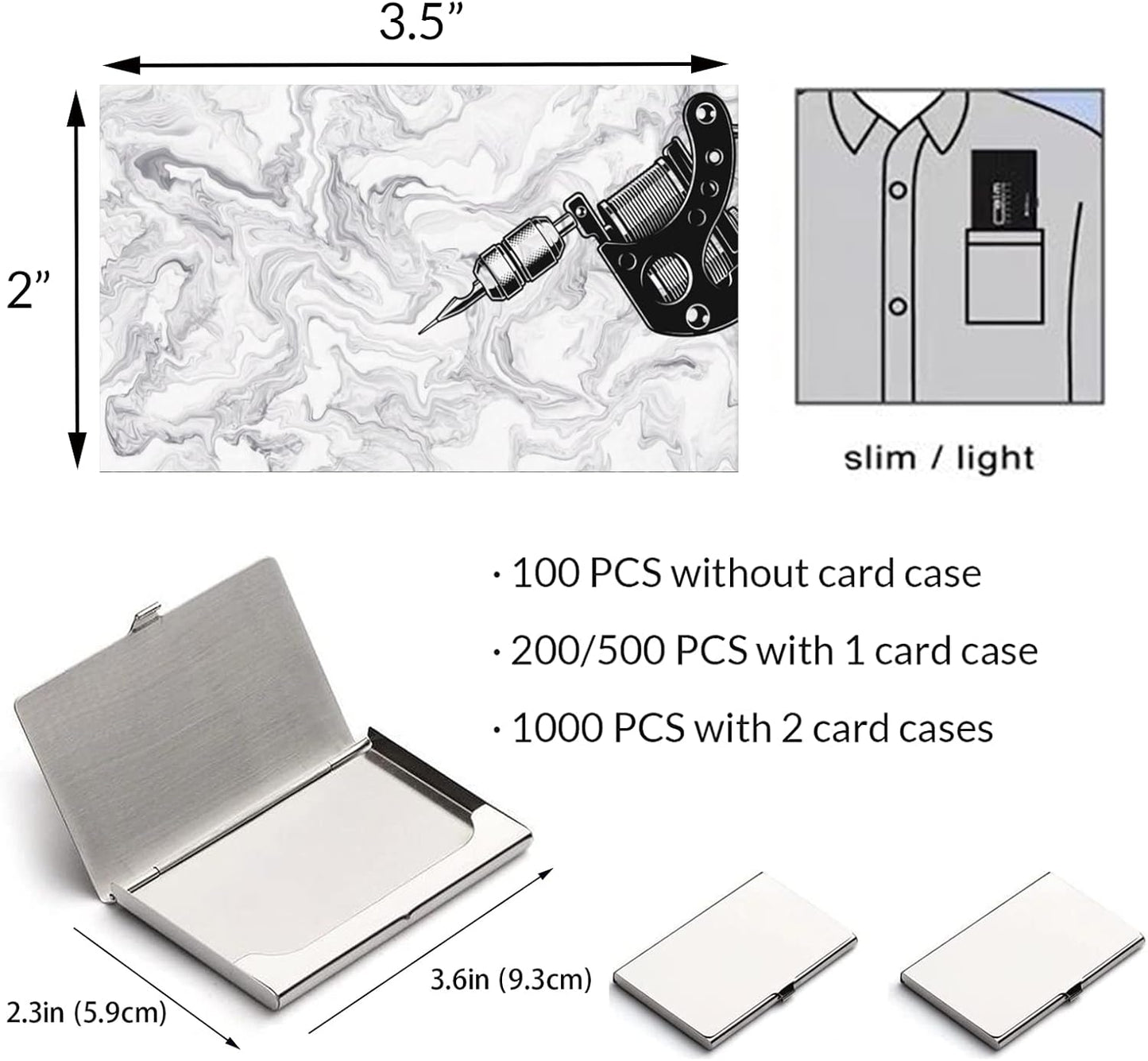 Custom Business Cards 100PCS Double-sided Printing Business Cards Customize with Your Logo Personalized 3.5"x 2" Cards for Business - Tattoo