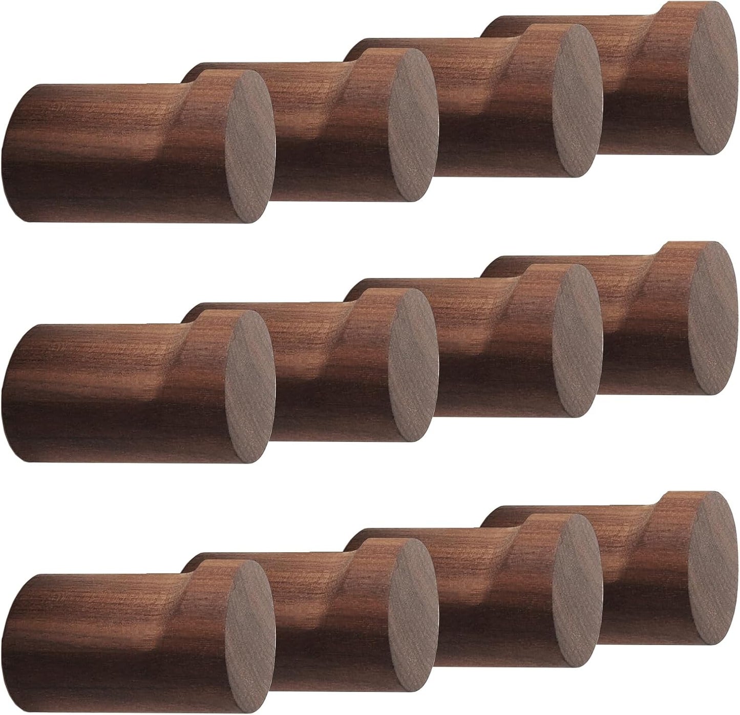 12 Pack Wood Wall Hooks, Natural Wooden Coat Hooks Wall Mounted, Handmade Rustic Hat Hooks Heavy Duty Entryway Wall Hangers for Hanging Towels, Clothes, Bags