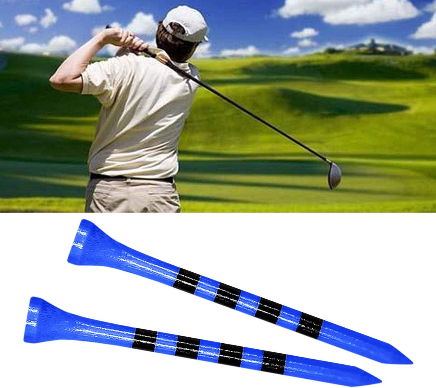 Wooden Golf Tees 3-1/4", 2-3/4", 2-1/8", 1-1/2" Available, 100 Count (Natural Color, White, Black, Blue, Red, Green, Yellow, Pink, Orange)