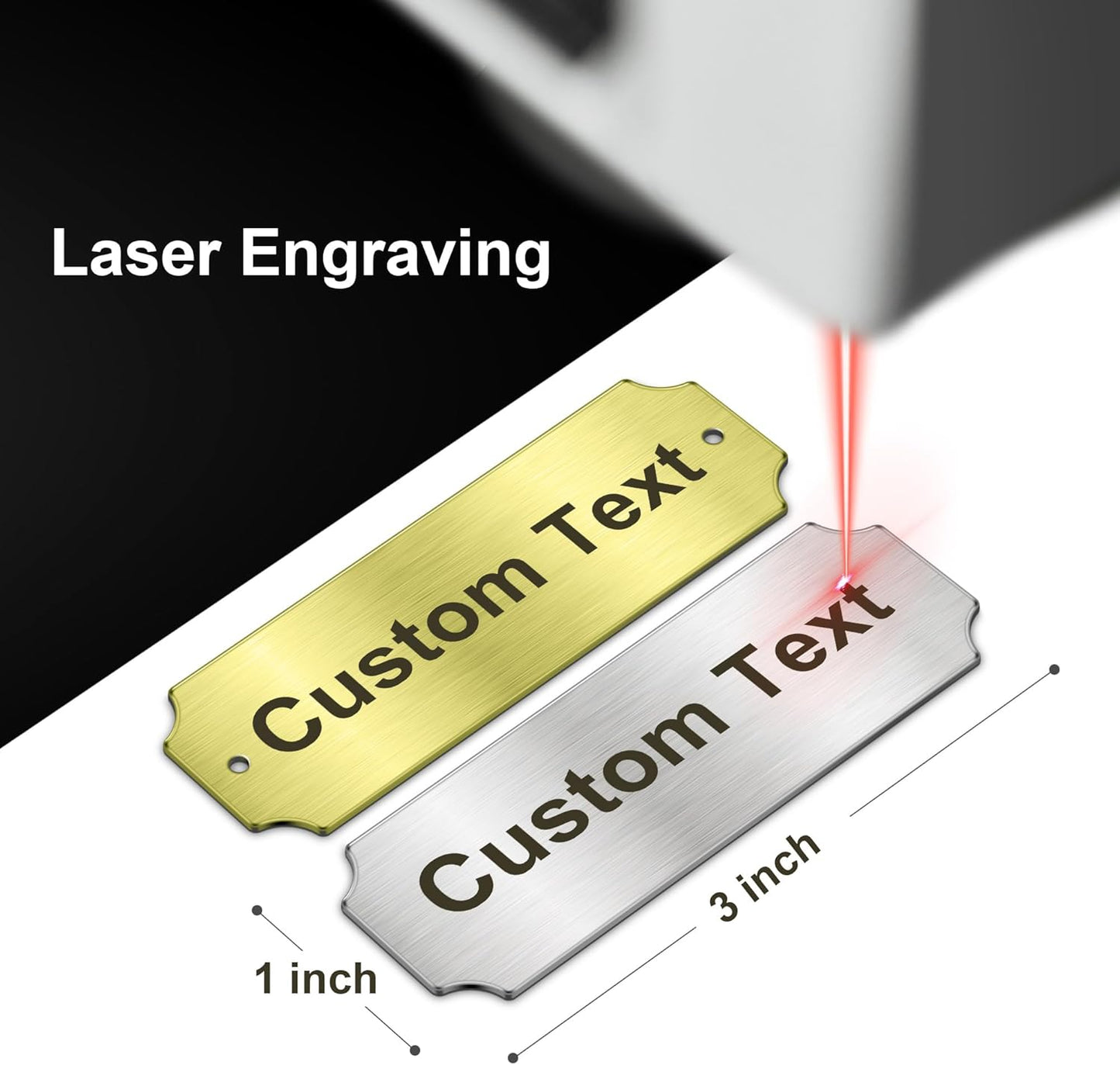 Stainless Steel Personalized Name Plate - Custom Plaque, Name Tag, Badge, Label, Sign - Metal Nameplates for Trophy, Award, Memorial, Graduation Plaque (Holed)