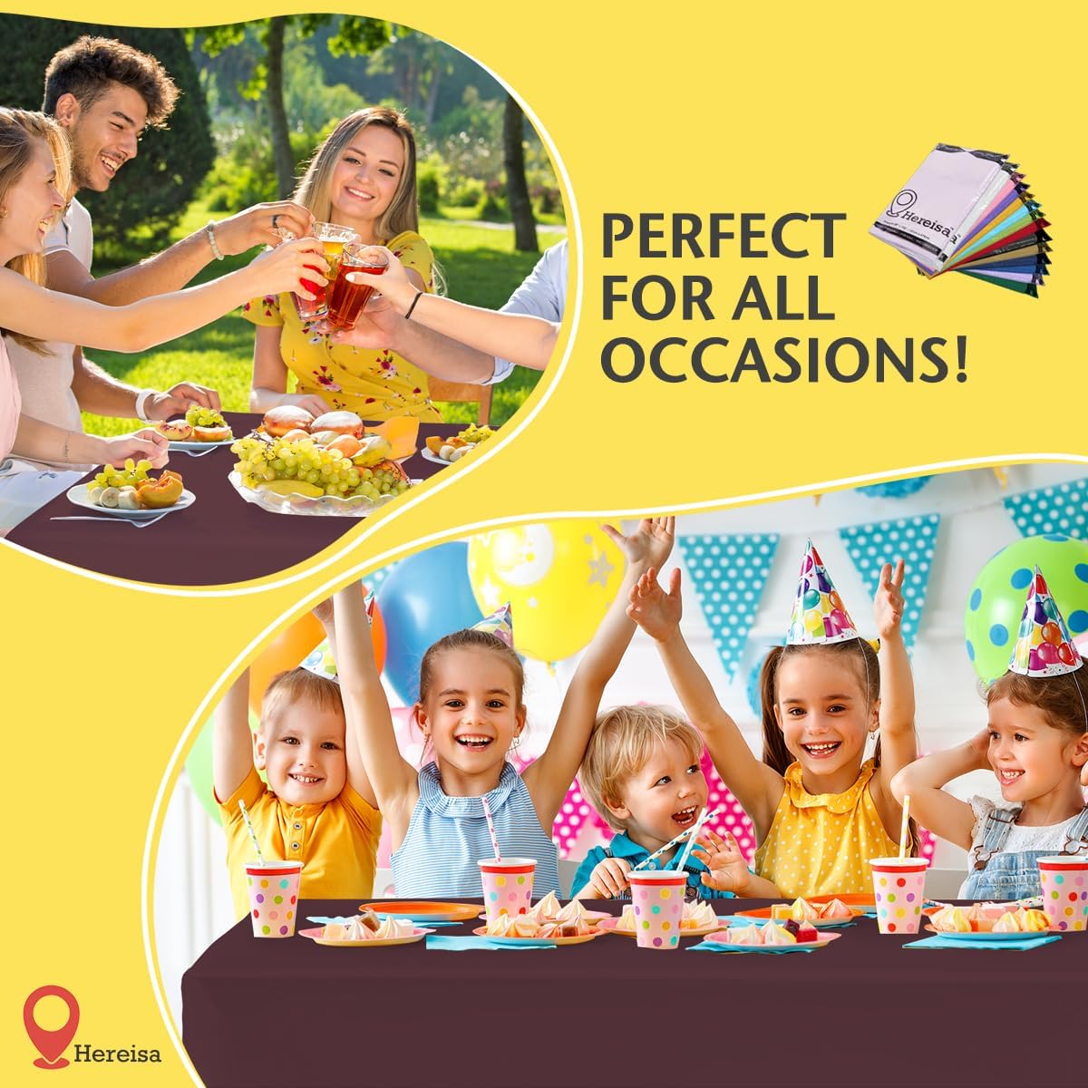 Plastic Burgundy Tablecloths 3 Pack Disposable Table Covers 54 x 108 Inches Pitch Onyx Table Cloths for Parties Birthdays Weddings Anniversary BBQ Picnic, Fits 6 to 8 Foot Rectangle Tables