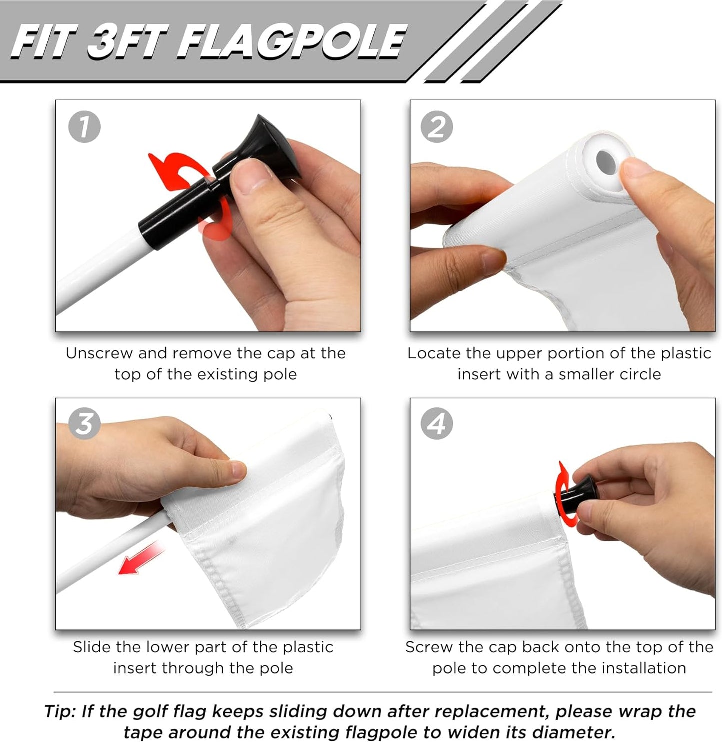 KINGTOP Solid Golf Flag All 8x6 Inch - 420D Nylon, Tube Inserted - Mini Putting Green Flags for Backyard Practice