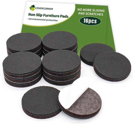 Non Slip Furniture Pads 16 PCS 2'' Round - Anti Slip Furniture Pads - Self Adhesive Rubber Feet Furniture Feet - Chair Leg Floor Protectors - Keep Furniture in Place