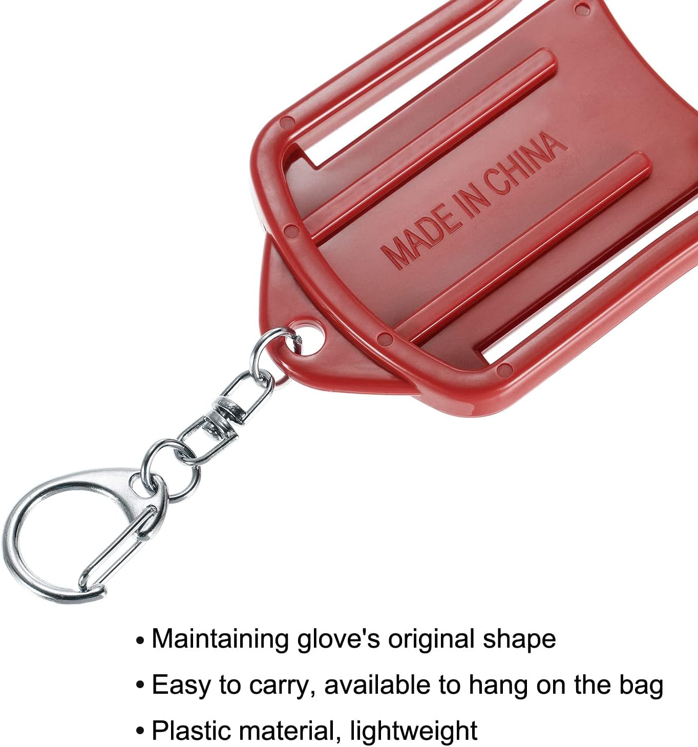 PATIKIL Golf Gloves Stretcher, 2 Pack Plastic Keeper Support Rack Holder Dryer Hanger Frame with Keychain Hook for Sports Gloves Maintenance, Red L Size