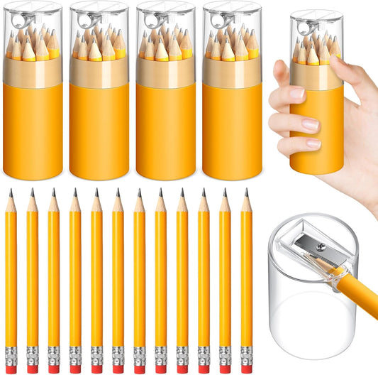 6 Pack 72 Pcs Mini Golf Pencils Bulk with Eraser and Sharpener 2HB Pre-sharpened Yellow Half Pencils Short Pencil Gift for Kids Back to School Party Favor Classroom Supplies Golf Event