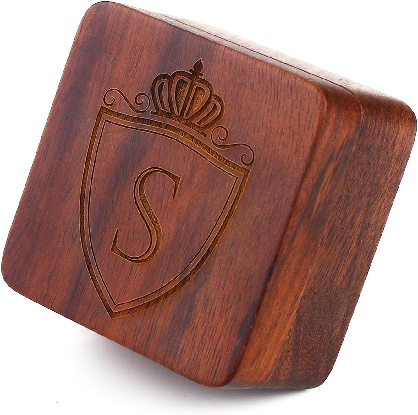 Mens Initial Silver Cufflinks A-Z Alphabet Letter Steel Cuff Links with Engraved Walnut Wood Box Groom Groomsman Wedding Set…