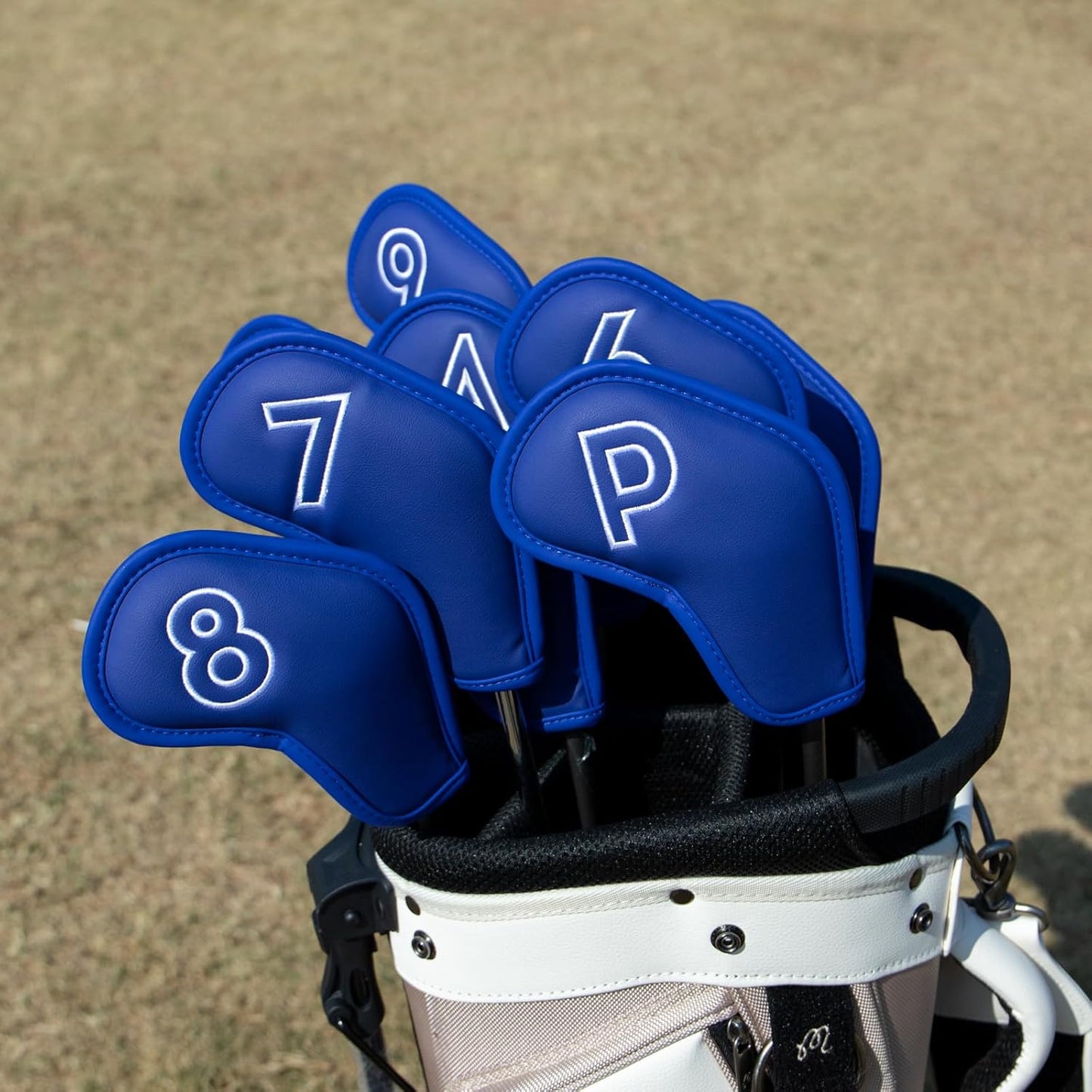 Montela Golf Iron Covers,Golf Iron Head Covers Leather Golf Iron Covers Set 9pcs Golf Iron Headcovers,Golf Club Head Covers for Iron Club Fit All Brands Titleist,Callaway,Taylormade