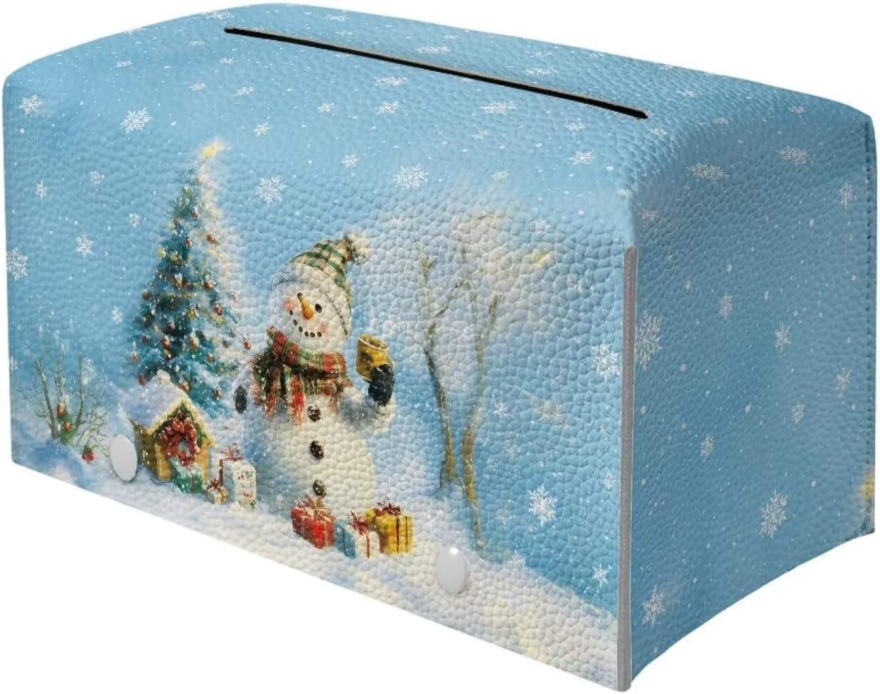 Cute Snowman Tissue Box Cover Christmas Tissue Box Leather Tissue Box Cover Rectangle 9x5x5 Modern Home Decor for Home Car Hotel Office Bathroom