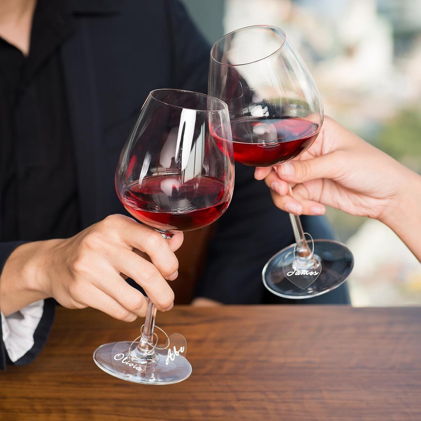 Tondiamo 40 Pcs DIY Wine Charms for Glasses Acrylic Wine Charms with Rings Tags Marker Pen Blank Glass Labels Bulk for Stem Cocktail Champagne Wedding Dinner Party Favor