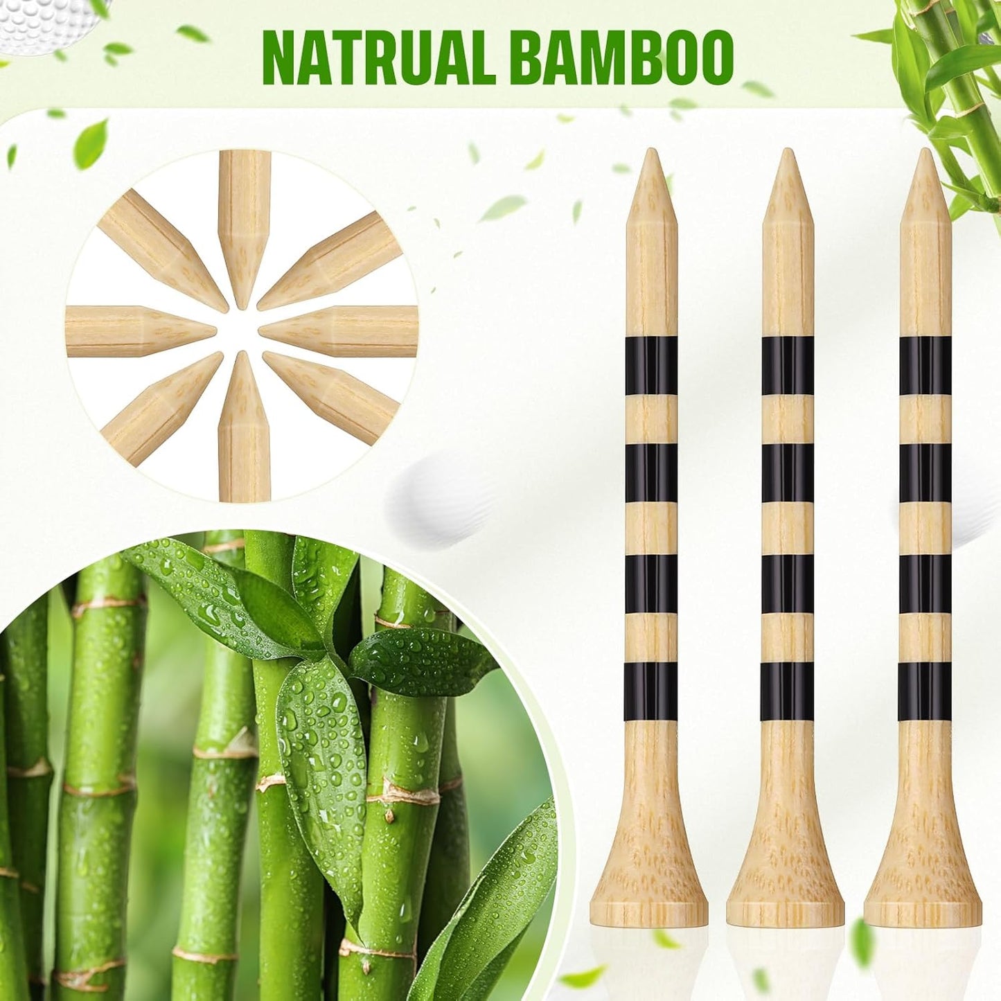 Mudder 600 Pack Golf Tees Bulk Wooden Golf Tees Wood for Men Balls Accessories