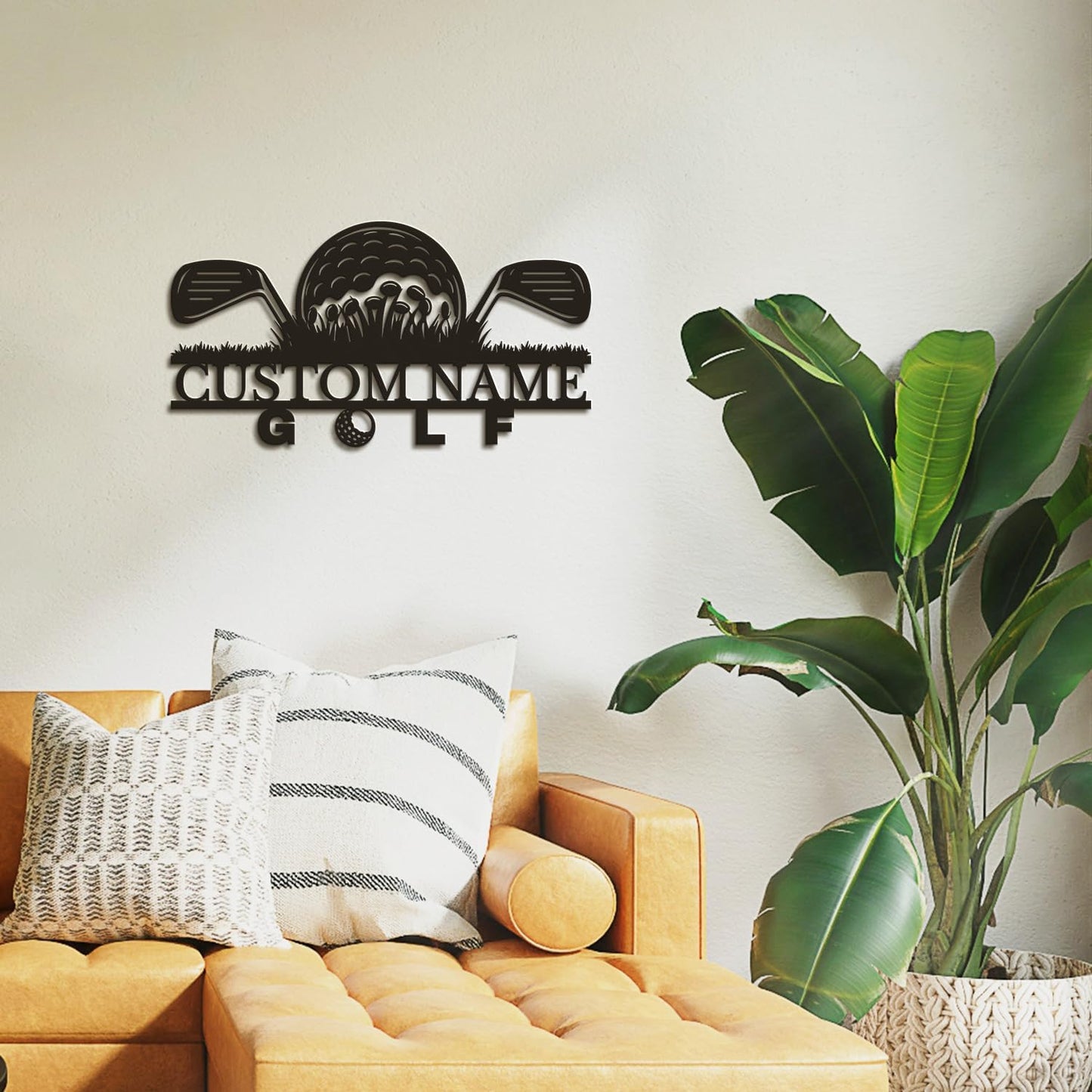 Personalized Custom Crossed Golf Metal Wall Art,Personalized Golfer Name Sign Decoration For Room,Hole Golf Club Decoration (Style-10)