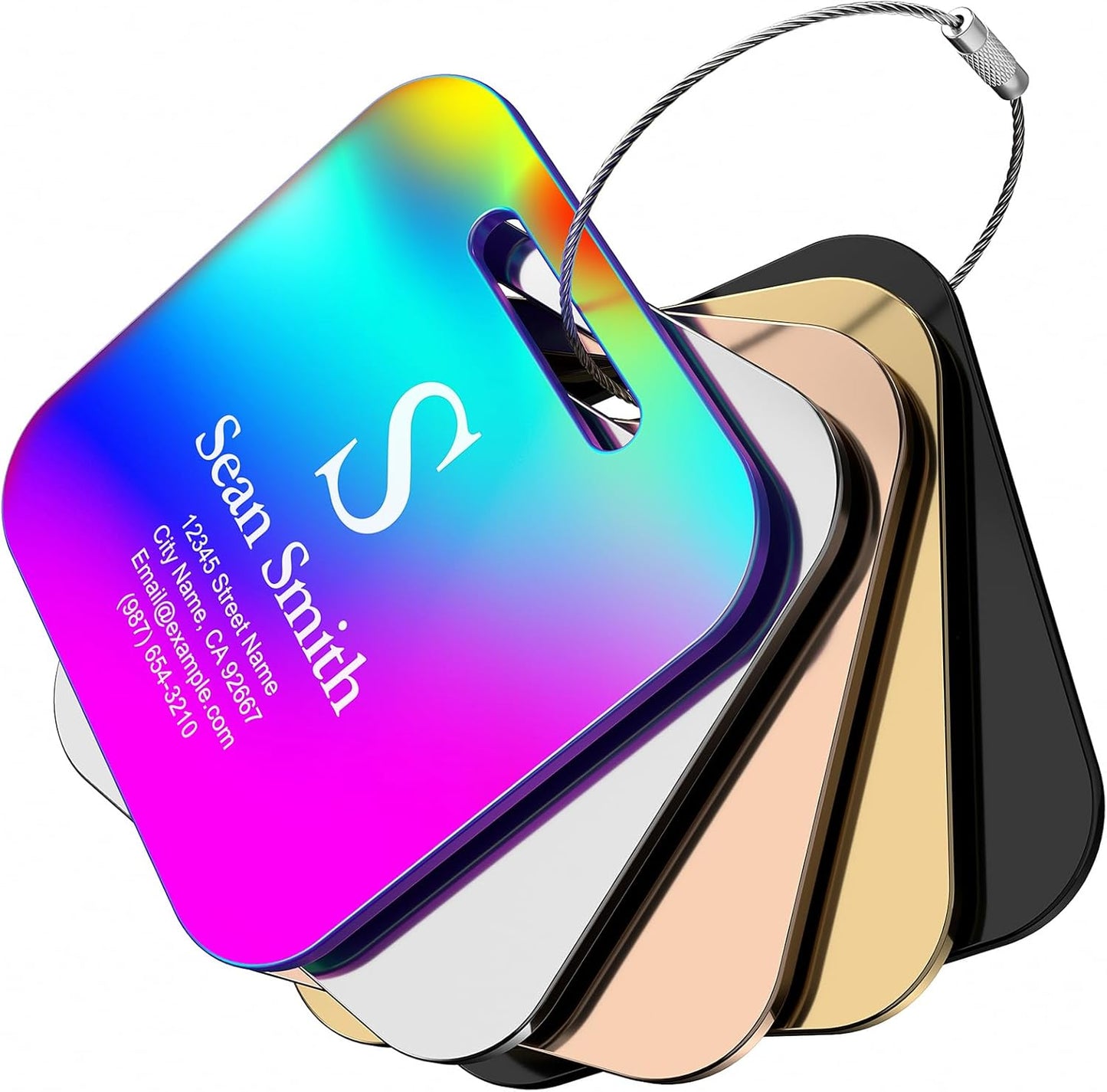 Luggage Tags for Suitcase - Personalized Engraved Rose Gold Metal Tag for Cruise Travel - Custom Name Tags Suitable for Bags and Backpacks