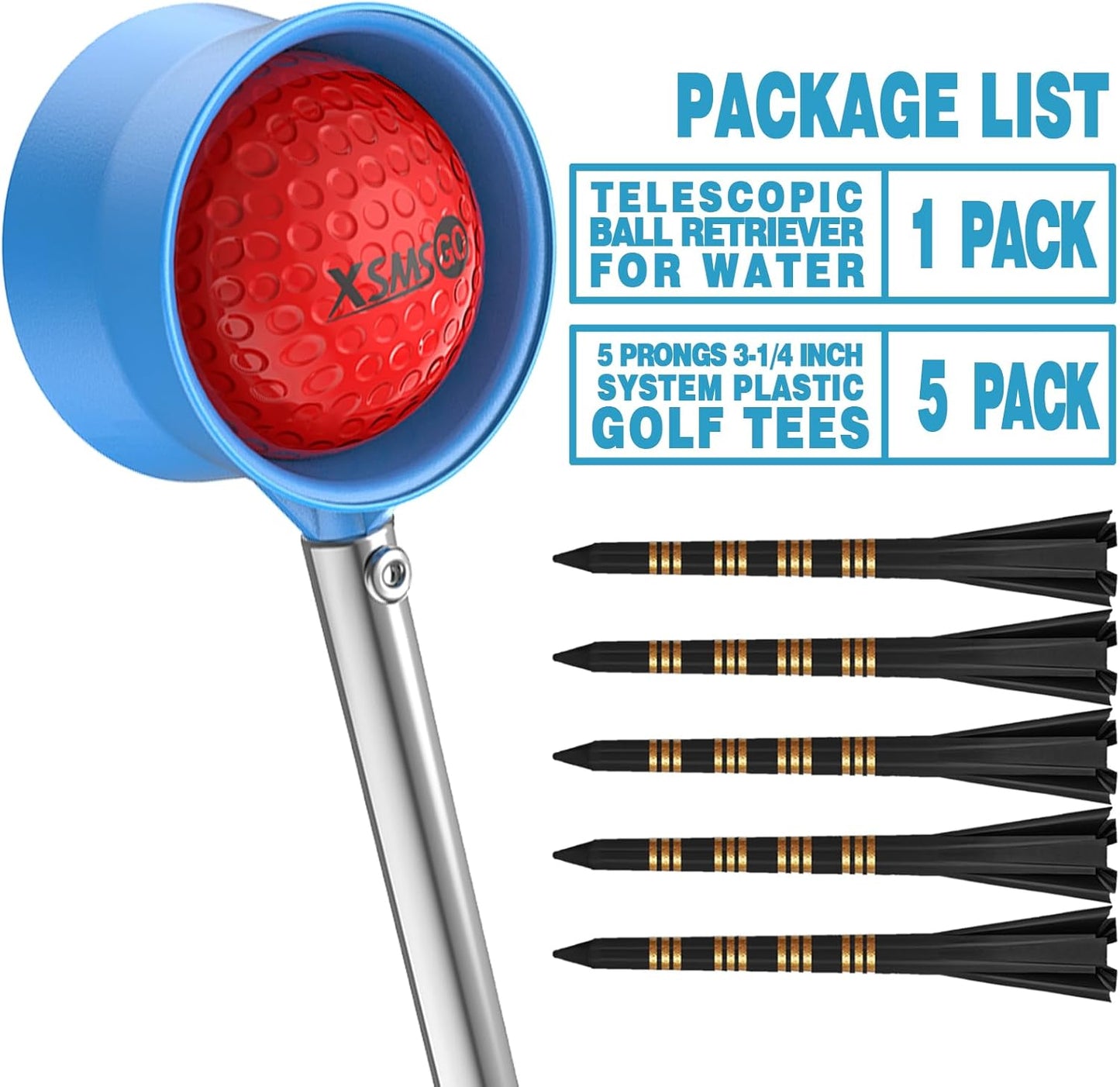 9Ft/12Ft Telescopic Stainless Steel Golf Ball Retriever for Water, High Durability Double Sided Golf Ball Picker Upper, Men's and Women's Golf Accessories Gifts.