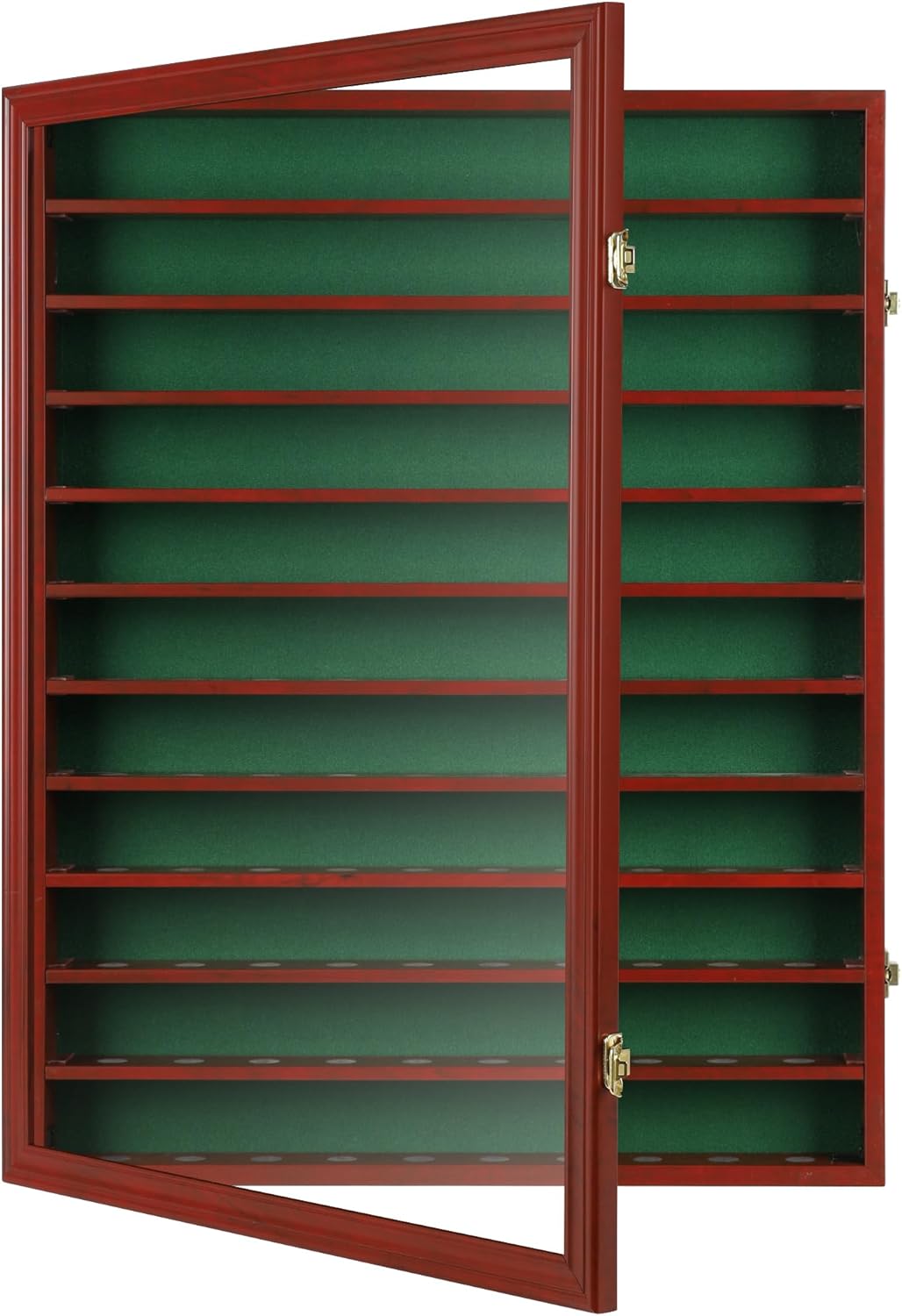 DisplayGifts 110 Golf Ball Display Case Wall Cabinet Holder Shadow Box Acrylic Door UV Protection Cherry Finish