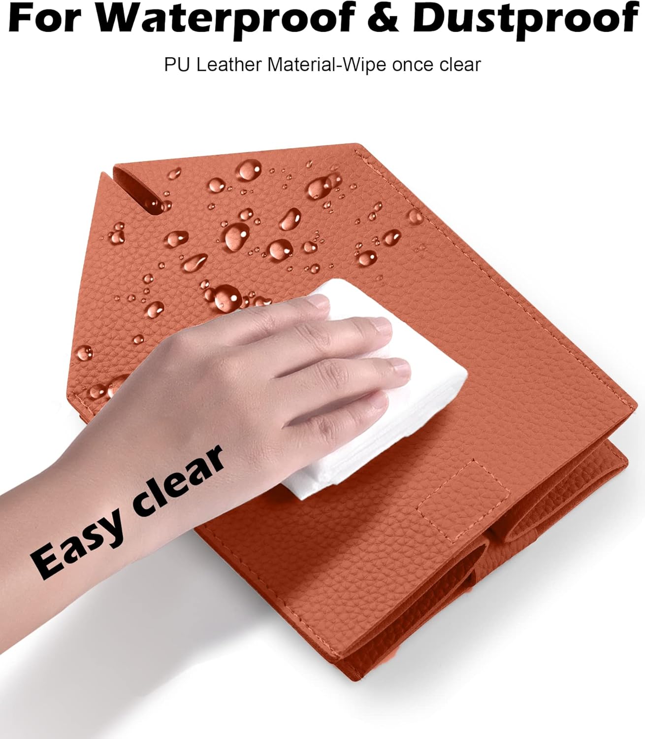 Tissue Box Cover for PU Leather, Modern Simple Solid Color Holder Square Tissue Bag, Ideal for Bathrooms,Office,Car,Outdoor Tent,Dining Table,5"X5"X5", Single Dry Rose