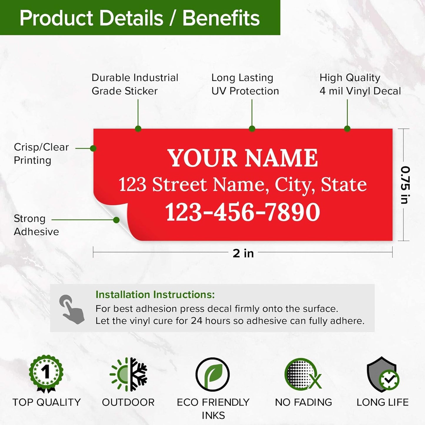 Custom Red Golf Club ID Labels, Personalized Golf Club Name Sticker,0.75x2 Inches, Set of 30, 4 Mil Vinyl Decal Stickers Weather Resistant, Made in USA by My Sign Center