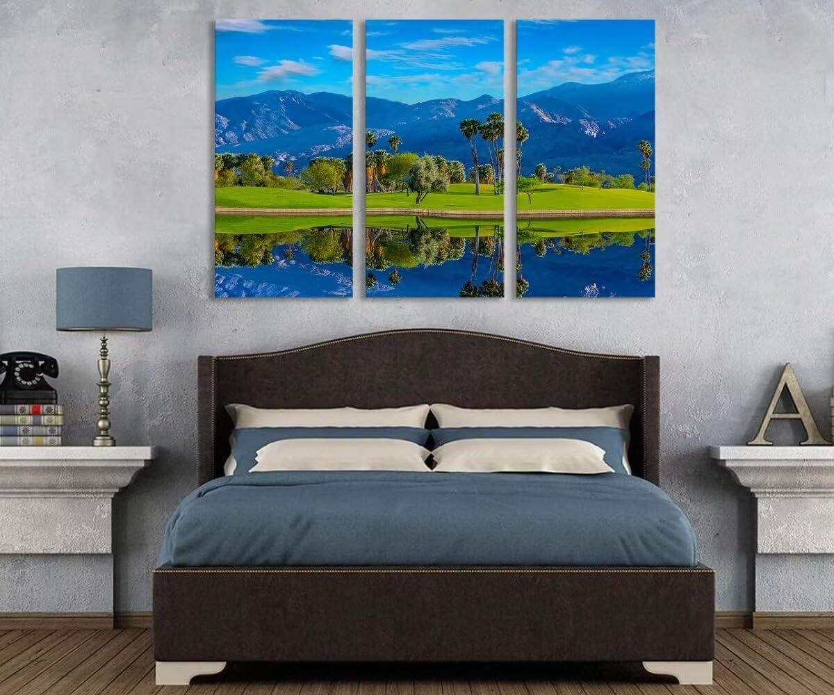 chenchenArt USA California Golf Course Wall Art for Living Room Bedroom Bathroom Home Decorations Golf Course Pictures Posters Canvas Prints Modern Artwork Framed Ready to Hang(14''W x 28''H x3)