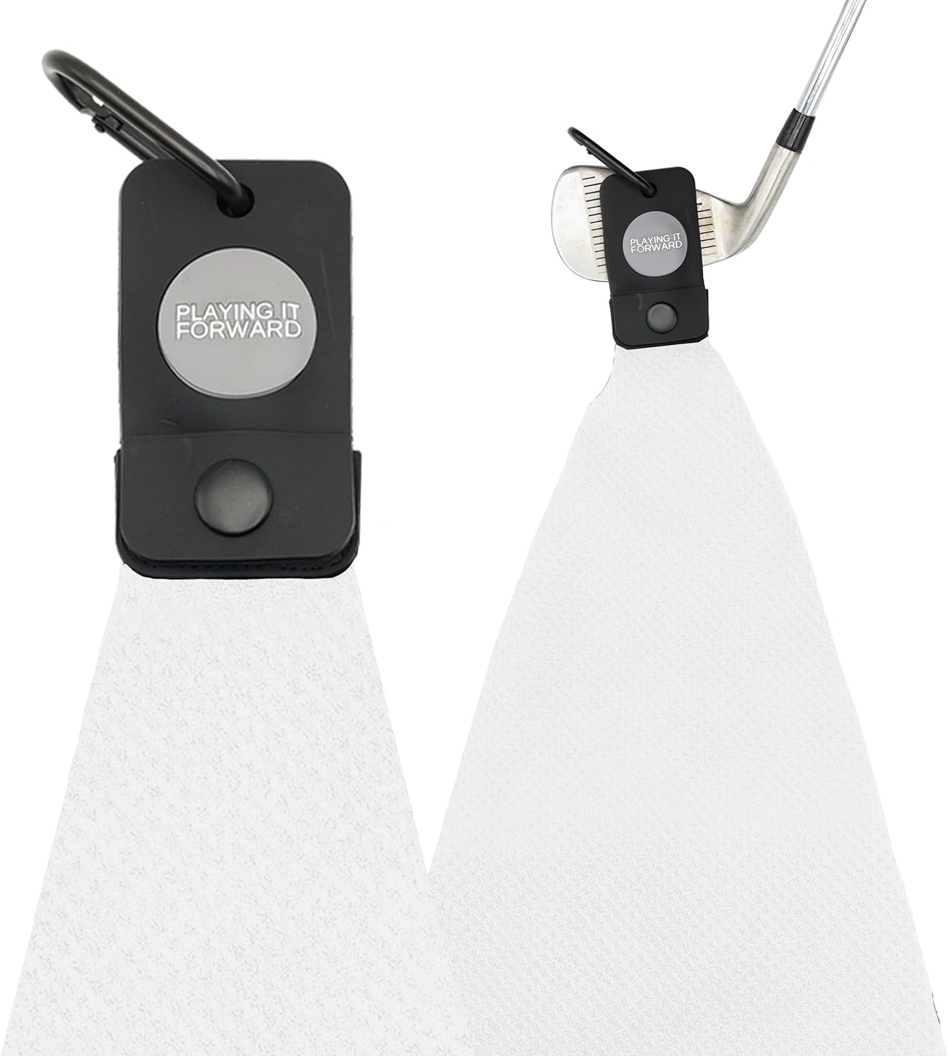 Magnetic Golf Towels for Golf Bags with Clip & Ultra Strong Magnet - Waffle Weave Microfiber Towel for Secure Hold on Bags & Carts - Ideal Club Cleaner & Accessories - White