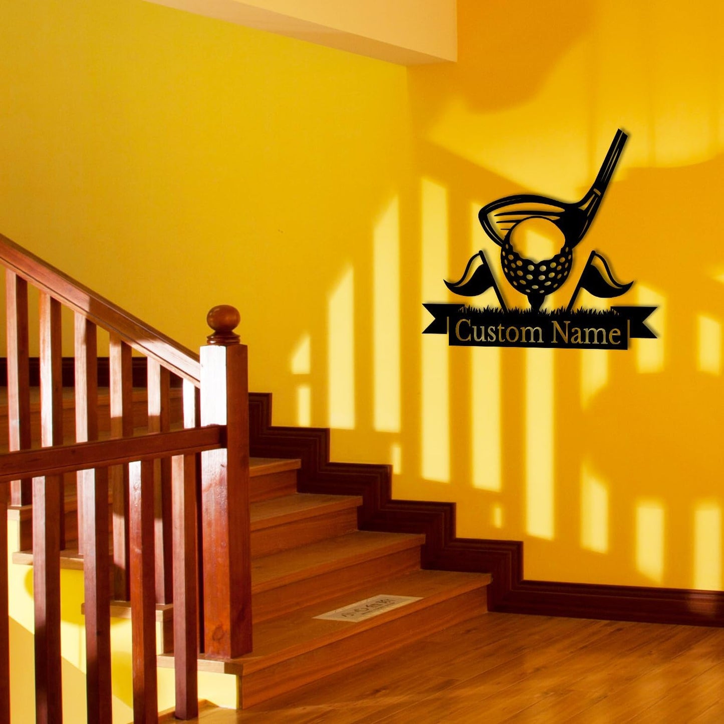 Personalized Custom Crossed Golf Metal Wall Art,Personalized Golfer Name Sign Decoration For Room,Hole Golf Club Decoration (Golf D)