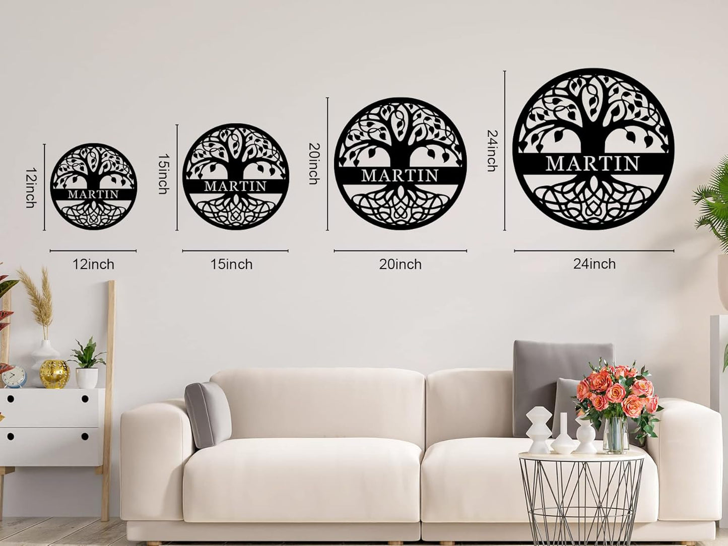 Personalized custom tree of life metal name tags, custom metal name signs, customize gifts for family and friends