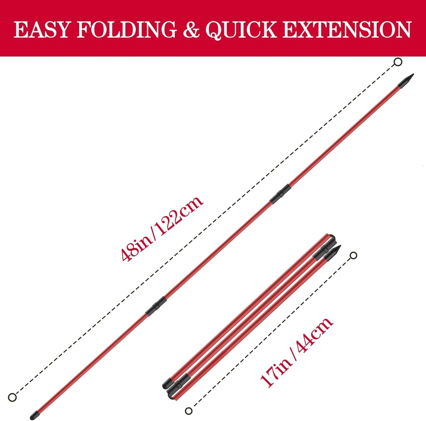 Golf Alignment Sticks 2 Pack,Upgraded 48" Collapsible Alignment Stick Golf Training Aid for Aiming, Putting, Swing Trainer, Golf Training Sticks with Clear Tube Case