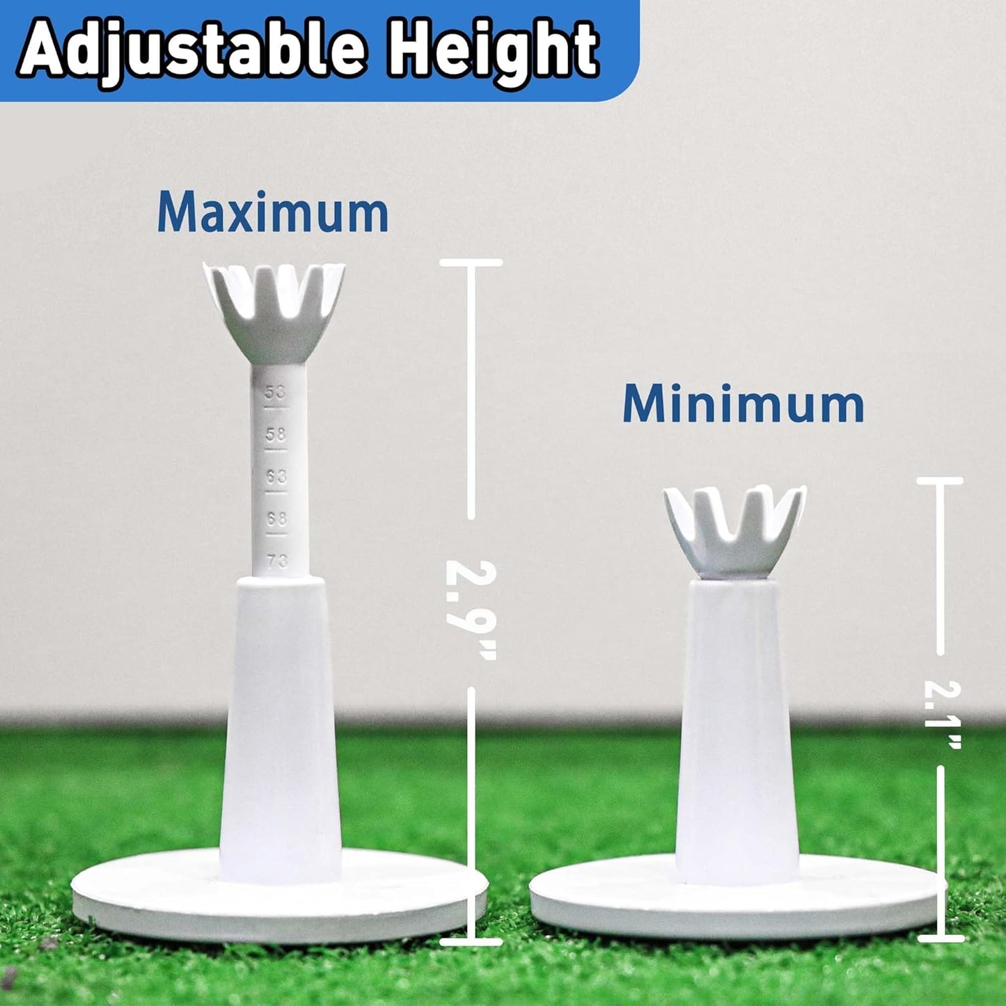 Adjustable Golf Tees - Essential Accessories for Men, Unbreakable & Durable - No Need to Repeatedly Pick Up (3 Pack White)