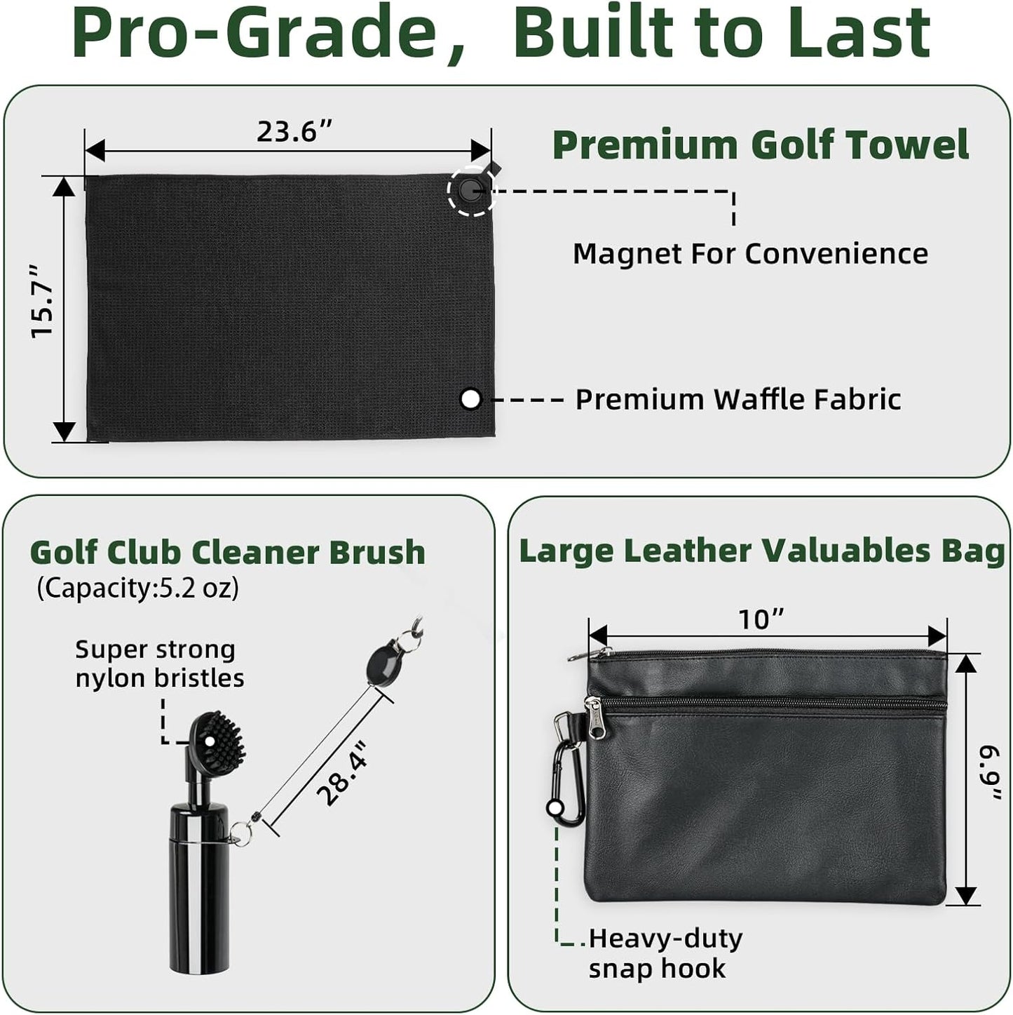 Golf Club Care Kit - Clean, Polish and Restore Irons, Drivers, Putters -Remove Rust, Scratches & Restore Tackiness | Includes Golf Club Cleaner, Polish, Grip Cleaner, Magnetic Towel & Golf Club Brush